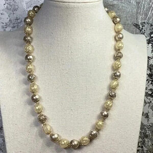 Gold Cream and Chocolate Brown Vintage Beaded Necklace
